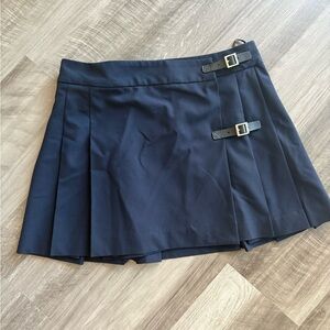 Aritzia Navy Mini Skirt with Buckle Details